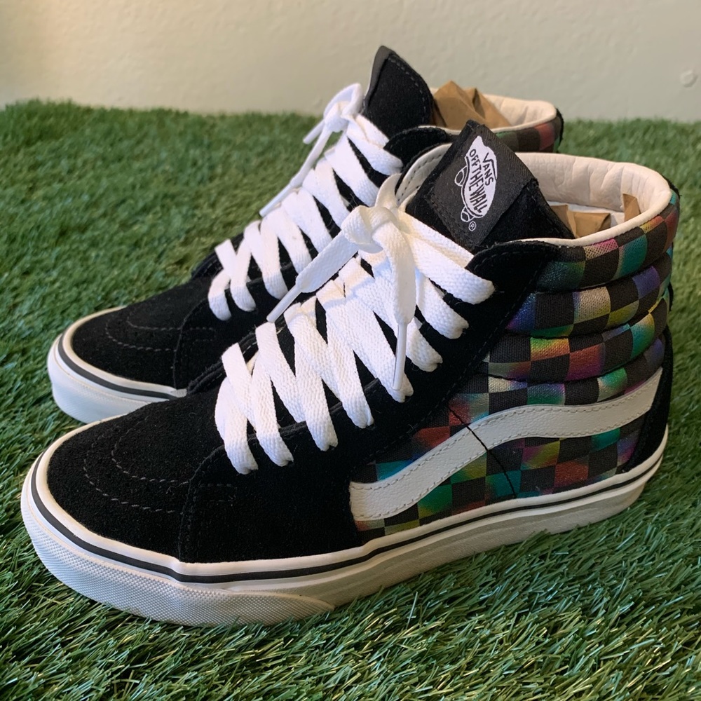Vans Sk8-Hi Iridescent Checkerboard Sz 5.5 in Wmn.